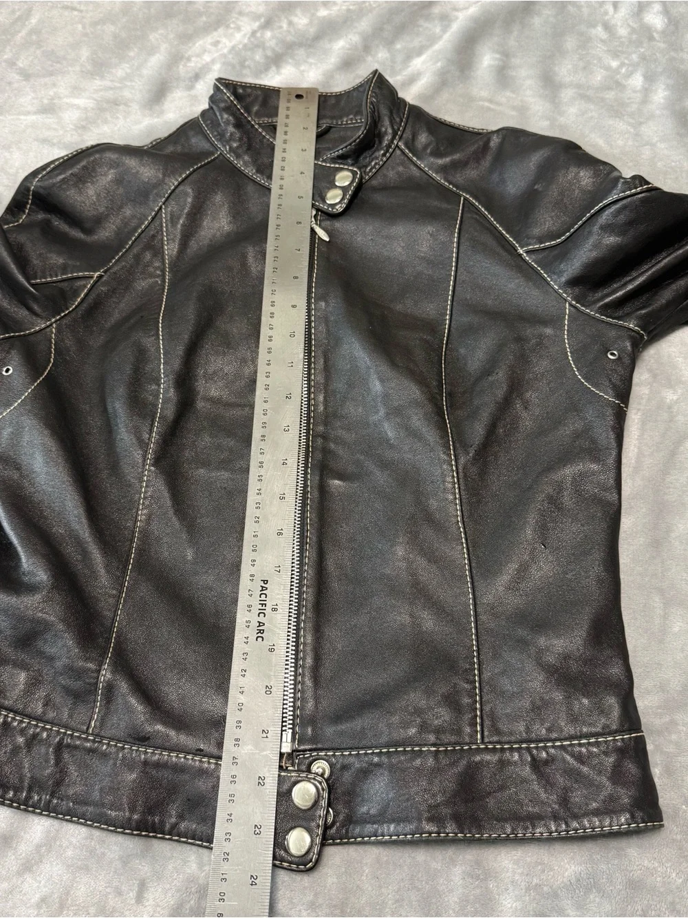 Women's Black Leather Moto Jacket Wilson leather size L Biker